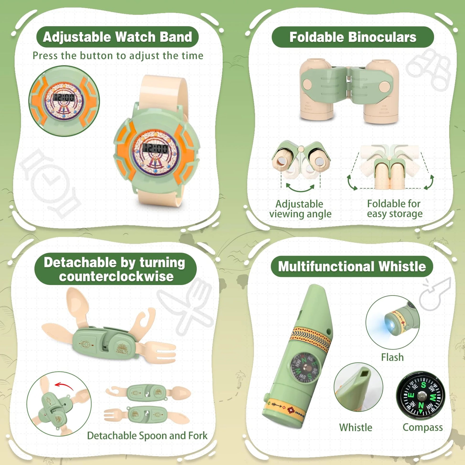 Kids Camping Toy with Folding Storage Table, Pretend Play Toys with Play Food Toddler Toys for Boys Girls 3-5 Year