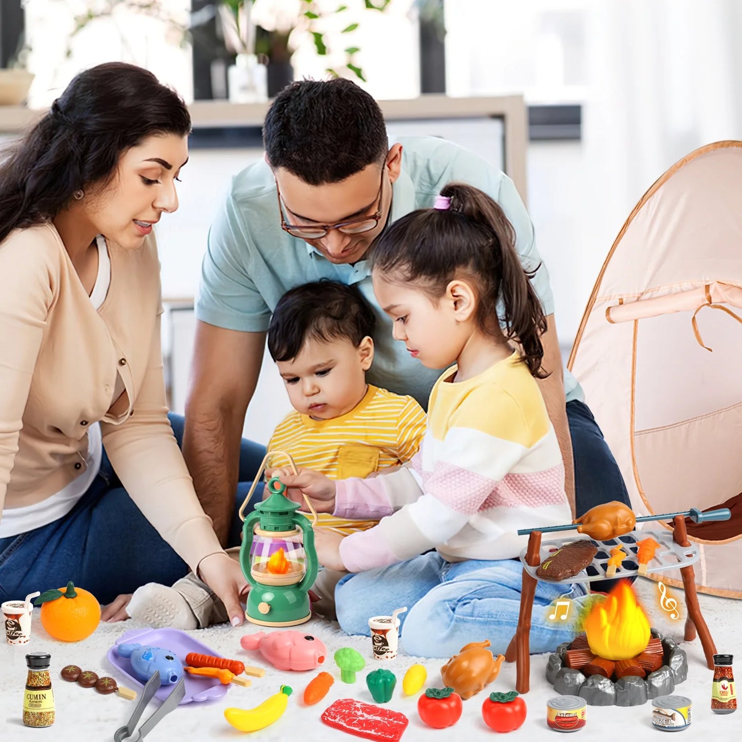 Kids Tent Set with 49 Pieces, Indoor Pop-Up Play Tent for Toddlers Girls 3-6 Years, Christmas Birthday Gift for Kids Girls 3-6 Years.