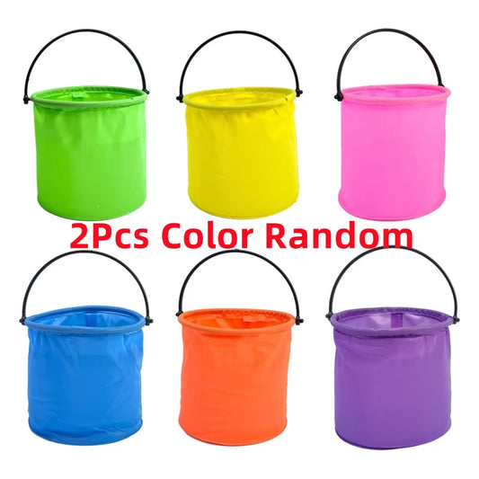 Beach Sand Bucket Toy 2Pcs Collapsible Bucket Gardening Tool Outdoor Pool Play Tool Kids Summer Water Fun Toy Birthday Gift