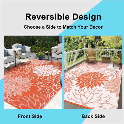 Outdoor Rugs for Patios Clearance 6'X9' Waterproof Patio Mat Plastic Straw Rug Reversible RV Camping Tent Rug outside Area Rug for RV, Patios,Deck, Beach,Balcony, Camping