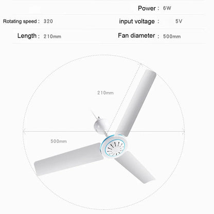 Portable Camping Fan Mini USB Tent Fan for Camping Celling Fan Outdoor Gazebo Fan Canopy Hanging Fan Battery Powered
