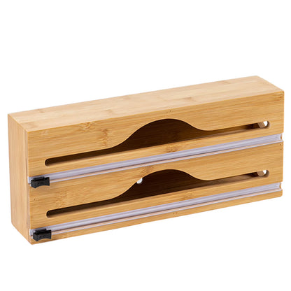 Foil Dispenser with Cutter,Wall Mounted Bamboo-Foil Cling Film Cutter,Kitchen Wrap Dispenser,Kitchen Organization