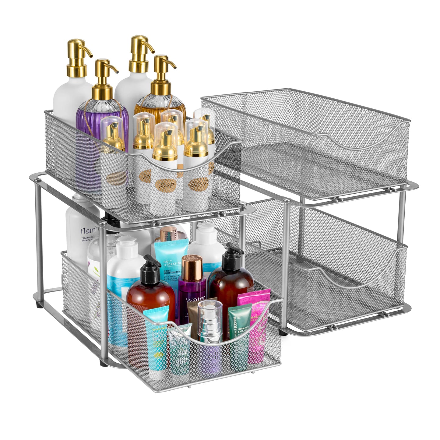 2 Tier under Sink Bathroom Organizers and Storage (2 Pack) - 14" L X 9.3" W X 12.25" H
