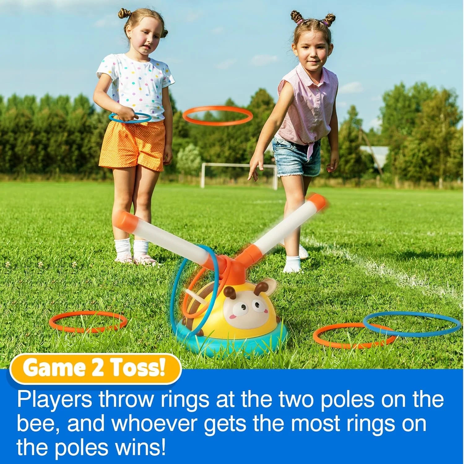 2 in 1 Musical Jump, Toss Ring Game, Kids Toys for Girls Boys 3-5, Sports Outdoors Toys for Ages 5-7, outside Toys for Kids Ages 4-8