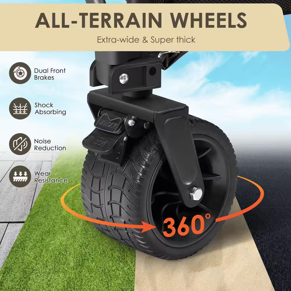 10 Cu. Ft. Foldable Wagon Cart, Black Metal, 550 Lbs. Capacity, Collapsible, Heavy Duty for Yard Work and Outdoor Use