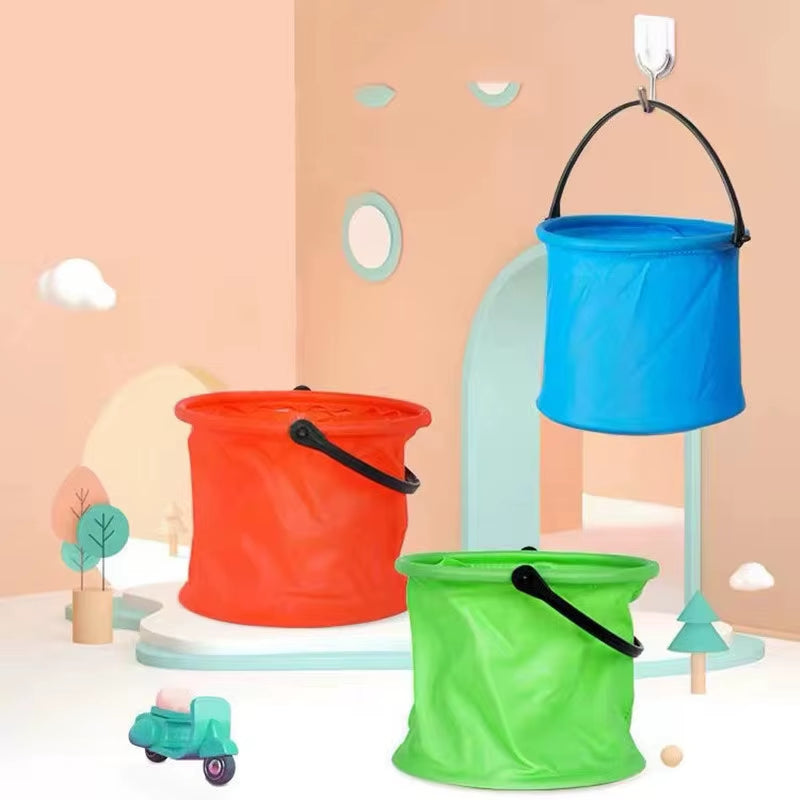 Beach Sand Bucket Toy 2Pcs Collapsible Bucket Gardening Tool Outdoor Pool Play Tool Kids Summer Water Fun Toy Birthday Gift