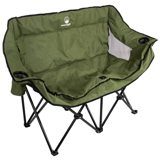 Outdoor Double Camping Chair - Camp Loveseat with Carry Bag, Olive