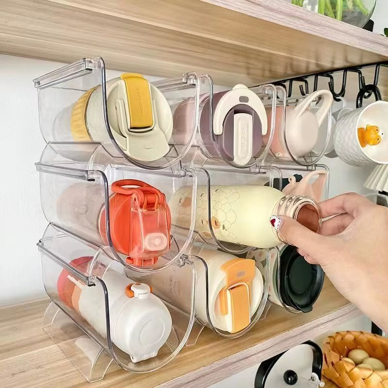 Transparent Creative Desktop Cup Rack Stackable Mug Wine Glass Holder with Umbrella Storage for Home Office Kitchen Organization