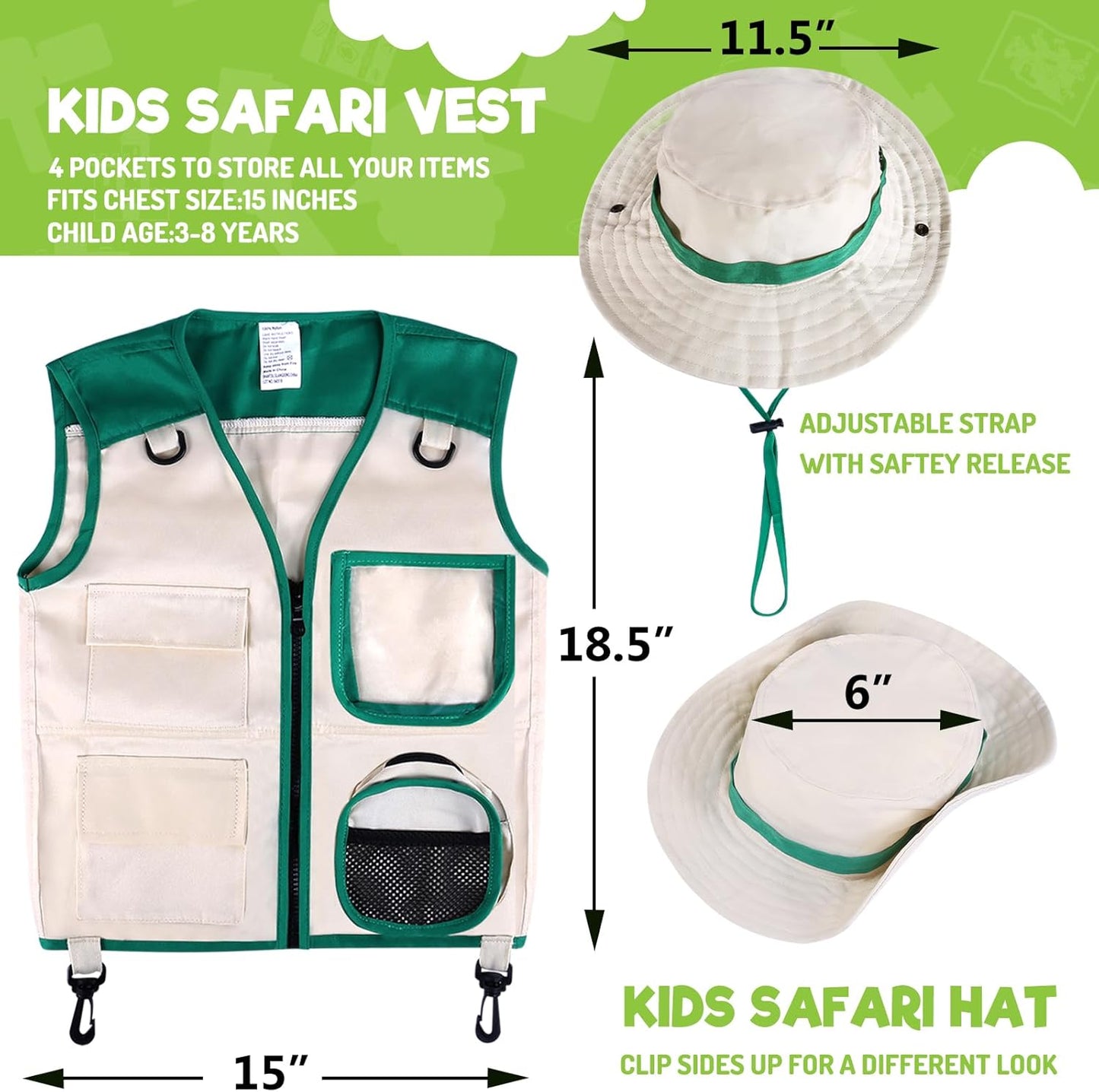 Kids Explorer Kit & Bug Catching Kit, 16 Pcs Outdoor Exploration Safari Kit for Kids Camping with Binoculars, Adventure, Hunting, Hiking, Educational Toy Gift for 3-12 Years Old Boys Girls