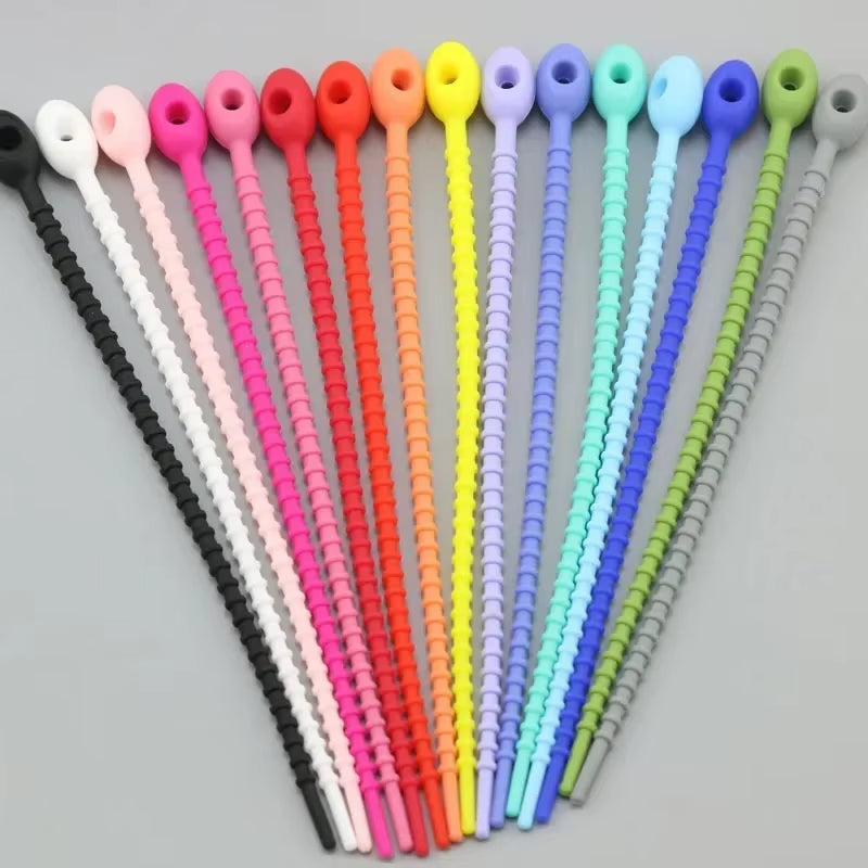 20Pcs/Lot Silicone Reusable Bag Ties Twist Wire Fasten Cable Zip Tie Headset Data Line Wire Universal Tie