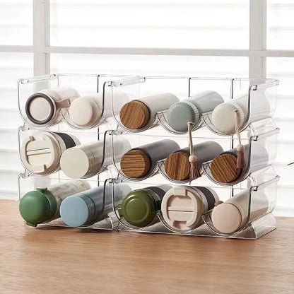 Transparent Creative Desktop Cup Rack Stackable Mug Wine Glass Holder with Umbrella Storage for Home Office Kitchen Organization