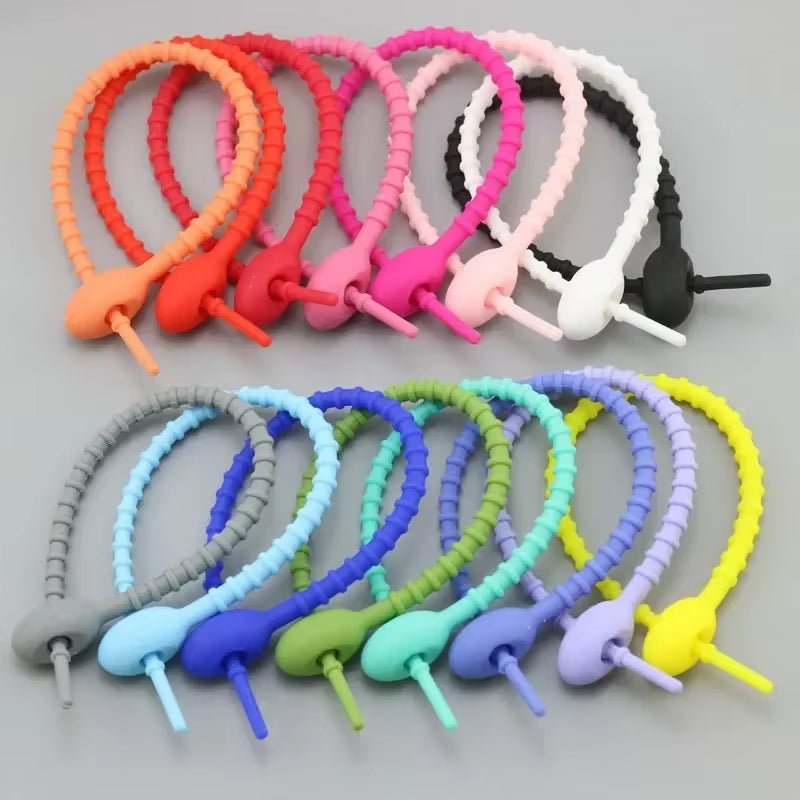 20Pcs/Lot Silicone Reusable Bag Ties Twist Wire Fasten Cable Zip Tie Headset Data Line Wire Universal Tie