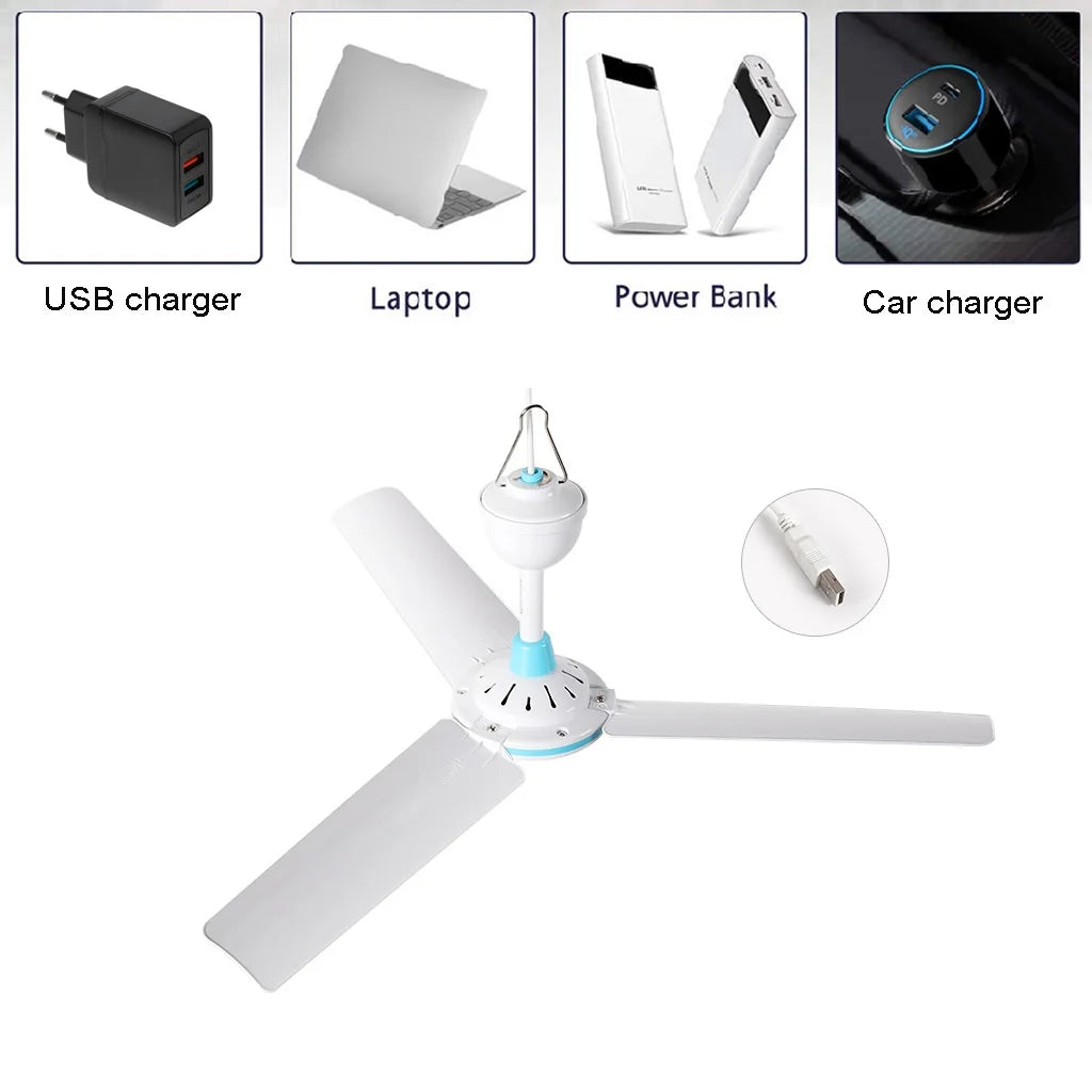 Portable Camping Fan Mini USB Tent Fan for Camping Celling Fan Outdoor Gazebo Fan Canopy Hanging Fan Battery Powered