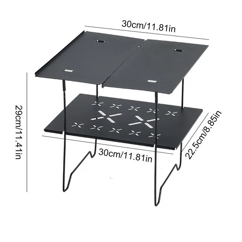 Folding Camping Table Compact Camping Picnic Table Double Layer Portable Table Camping Desk Beach Tables Outdoor Camping Table