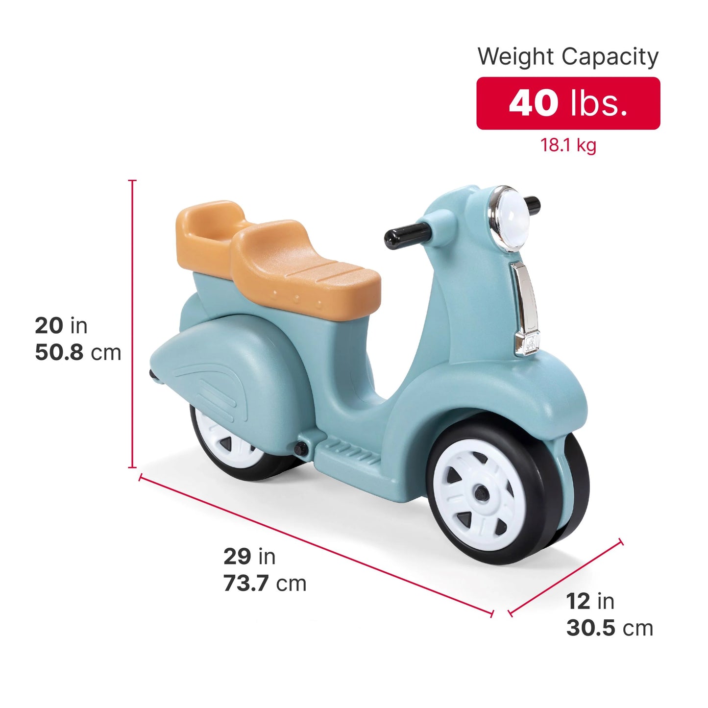 Ride along Aqua Scooter Plastic Toddler Foot-To-Floor Riding Toy for Ages 18M-4Y