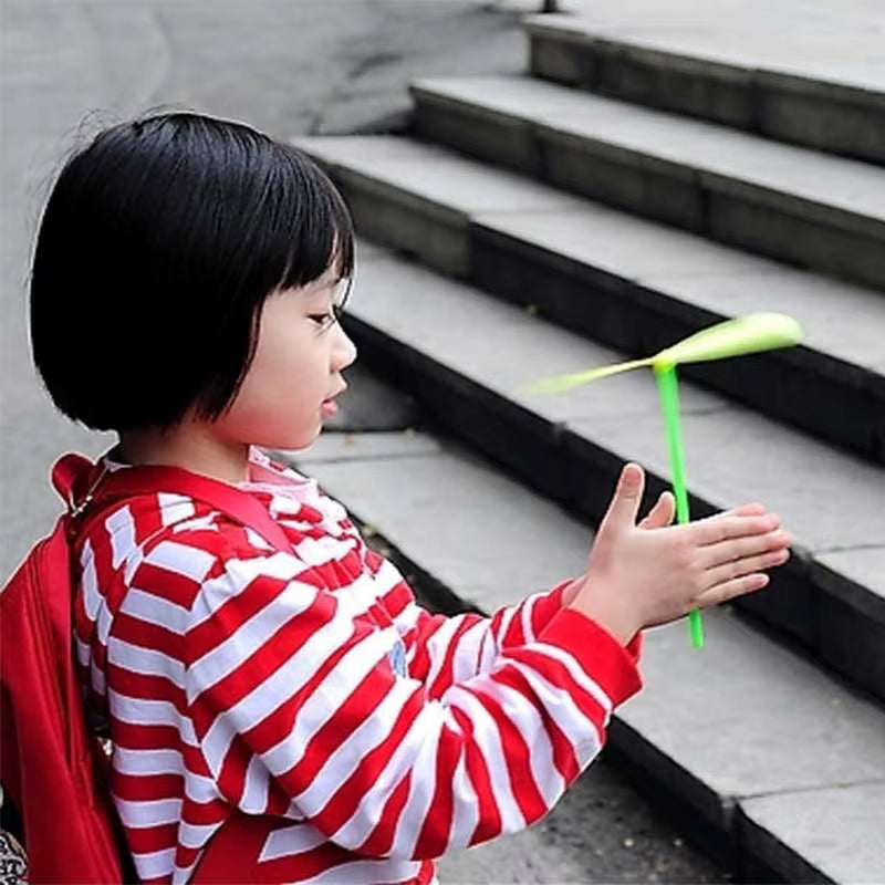 Plastic Bamboo Dragonfly Shape Hand Push Flying Propeller Outdoor Sports Game Kids Toy Gift Rotating Flying Arrow Outdoor Games