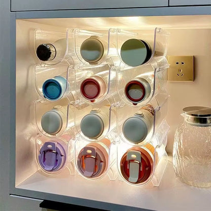 Transparent Creative Desktop Cup Rack Stackable Mug Wine Glass Holder with Umbrella Storage for Home Office Kitchen Organization