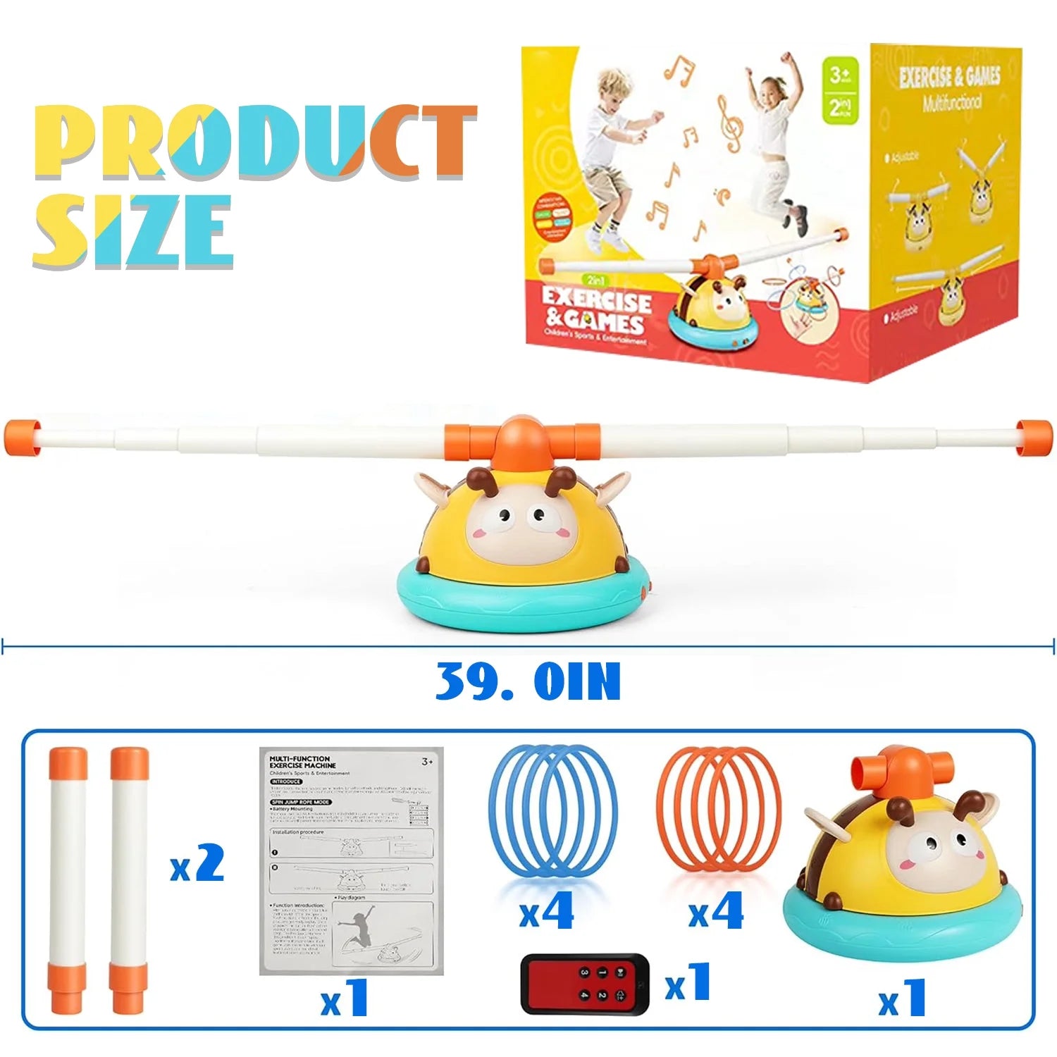 2 in 1 Musical Jump, Toss Ring Game, Kids Toys for Girls Boys 3-5, Sports Outdoors Toys for Ages 5-7, outside Toys for Kids Ages 4-8