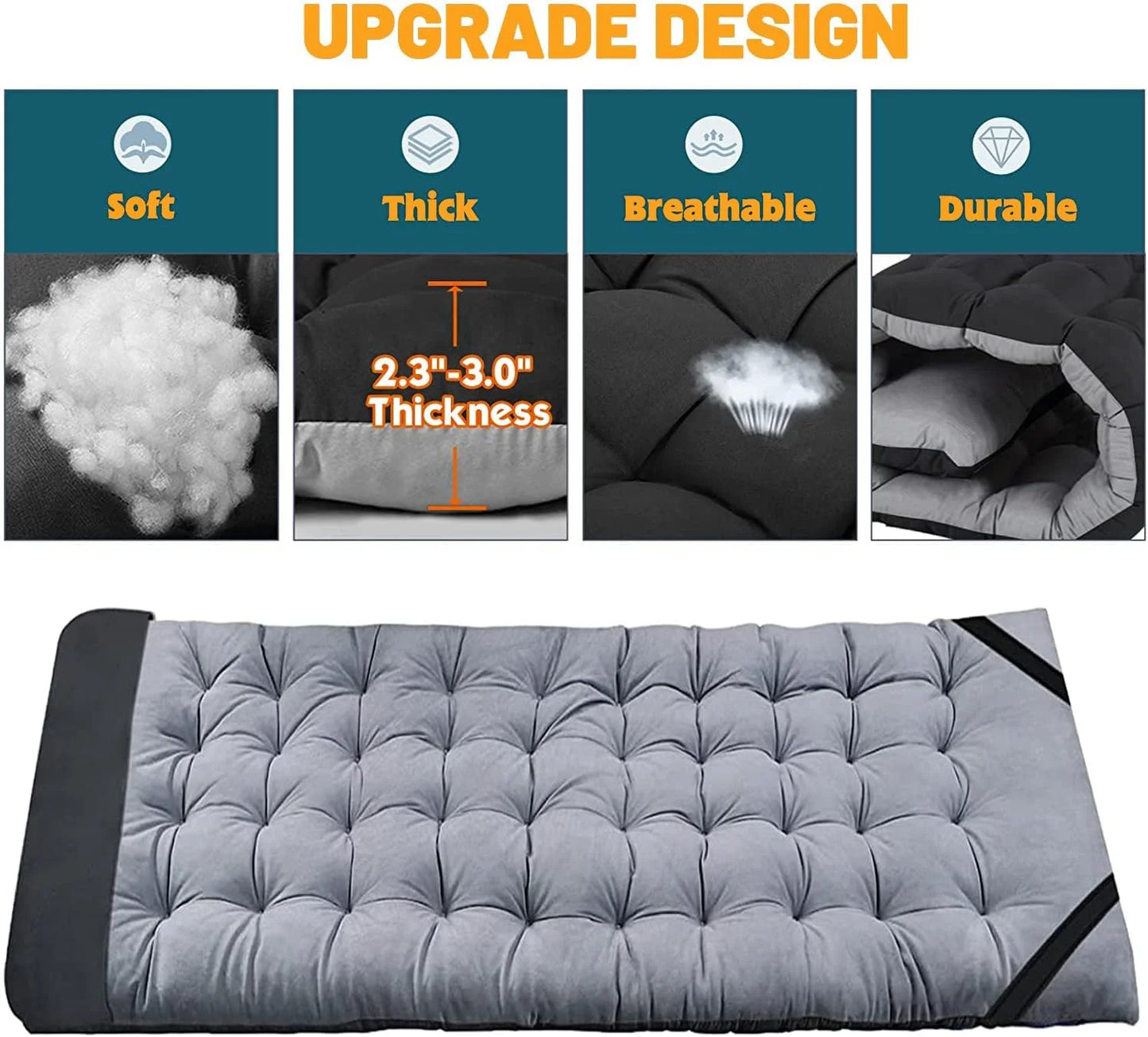 Oversized XXL Folding Camping Cots with 3.3 Inch 2 Sided Mattress, 78"* 32" Folding Bed Cot with Carry Bag, Folding Sleeping Cot Guest Bed