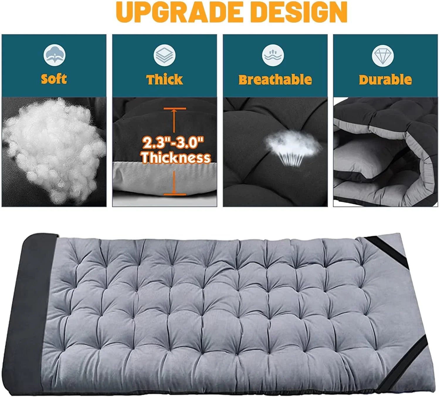 Oversized XXL Folding Camping Cots with 3.3 Inch 2 Sided Mattress, 78"* 32" Folding Bed Cot with Carry Bag, Folding Sleeping Cot Guest Bed