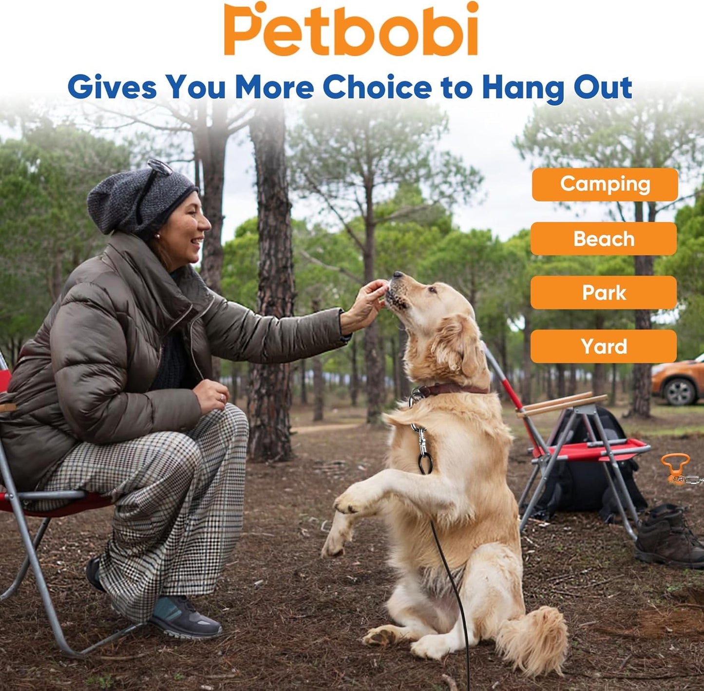 Heavy Duty Dog Tie Out Cable and Stake - 50FT Steel Wire Dog Leads for Large Dog