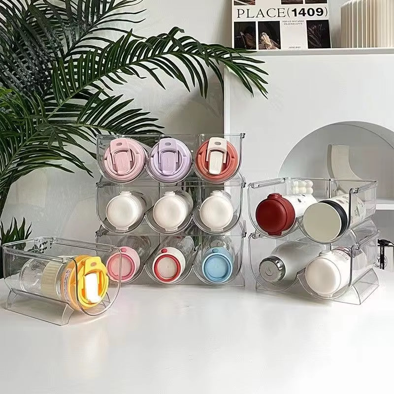 Transparent Creative Desktop Cup Rack Stackable Mug Wine Glass Holder with Umbrella Storage for Home Office Kitchen Organization