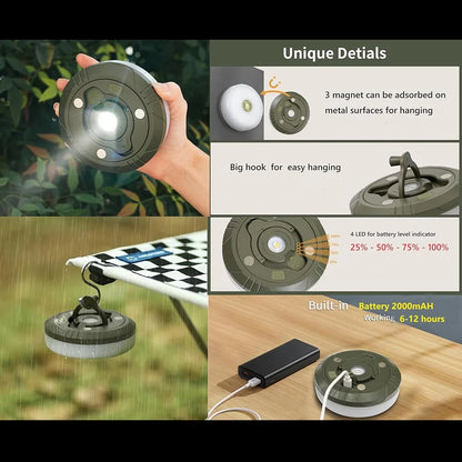 2 in 1 Camping String Light, 32.8Ft Outdoor Camping Light with RGB & Warm Lighting Color, Rechargeable Outdoor Camping String Light with Flashlight for Tent Camping Hiking Mountaining Picnic