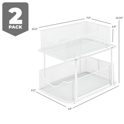 2 Tier under Sink Bathroom Organizers and Storage (2 Pack) - 14" L X 9.3" W X 12.25" H