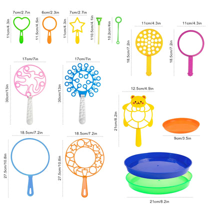 Big Bubble Wands Set for Kids, Giant Bubble Maker Toys with Tray for Summer Outdoor Activities Party Favors Gifts & Wedding, 15 Pcs