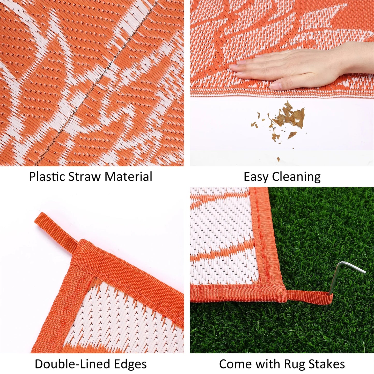 Outdoor Rugs for Patios Clearance 6'X9' Waterproof Patio Mat Plastic Straw Rug Reversible RV Camping Tent Rug outside Area Rug for RV, Patios,Deck, Beach,Balcony, Camping