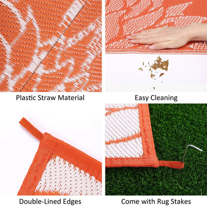 Outdoor Rugs for Patios Clearance 6'X9' Waterproof Patio Mat Plastic Straw Rug Reversible RV Camping Tent Rug outside Area Rug for RV, Patios,Deck, Beach,Balcony, Camping