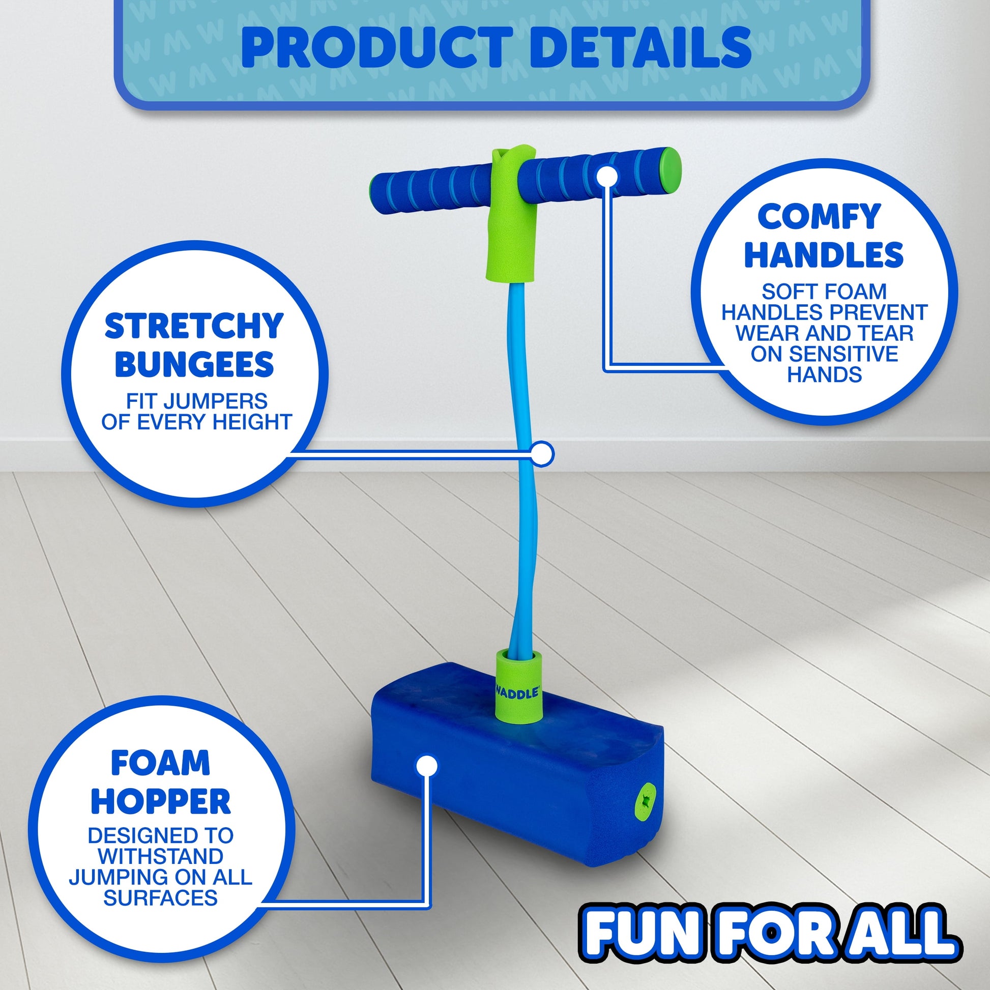 Foam Pogo Hopper, Kids Fun and Safe Pogo Stick for Toddlers, Ages 3 and Up, Blue