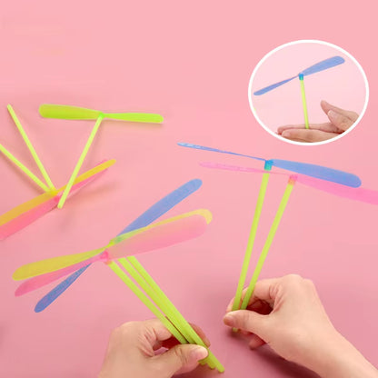 Plastic Bamboo Dragonfly Shape Hand Push Flying Propeller Outdoor Sports Game Kids Toy Gift Rotating Flying Arrow Outdoor Games