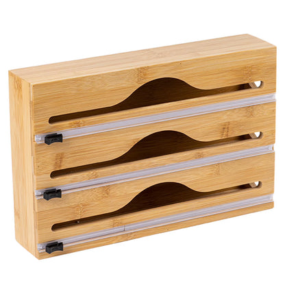 Foil Dispenser with Cutter,Wall Mounted Bamboo-Foil Cling Film Cutter,Kitchen Wrap Dispenser,Kitchen Organization