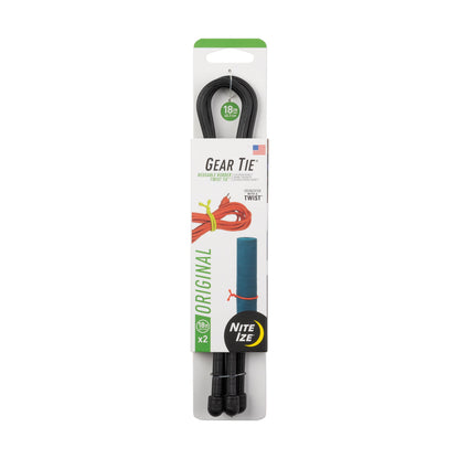 Gear Tie® Reusable Rubber Twist Tie™ 18 In. - 2 Pack - Black