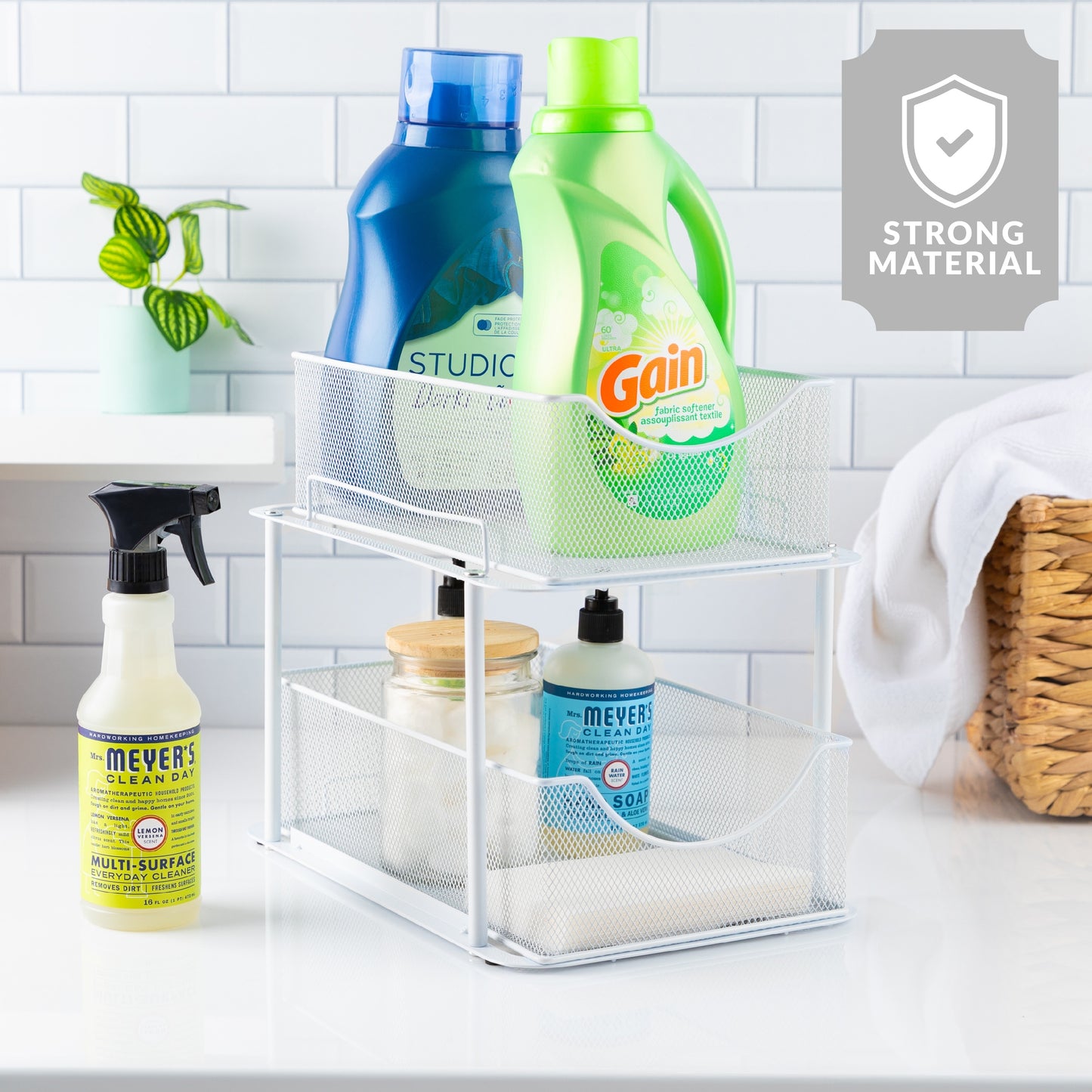 2 Tier under Sink Bathroom Organizers and Storage (2 Pack) - 14" L X 9.3" W X 12.25" H