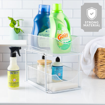 2 Tier under Sink Bathroom Organizers and Storage (2 Pack) - 14" L X 9.3" W X 12.25" H