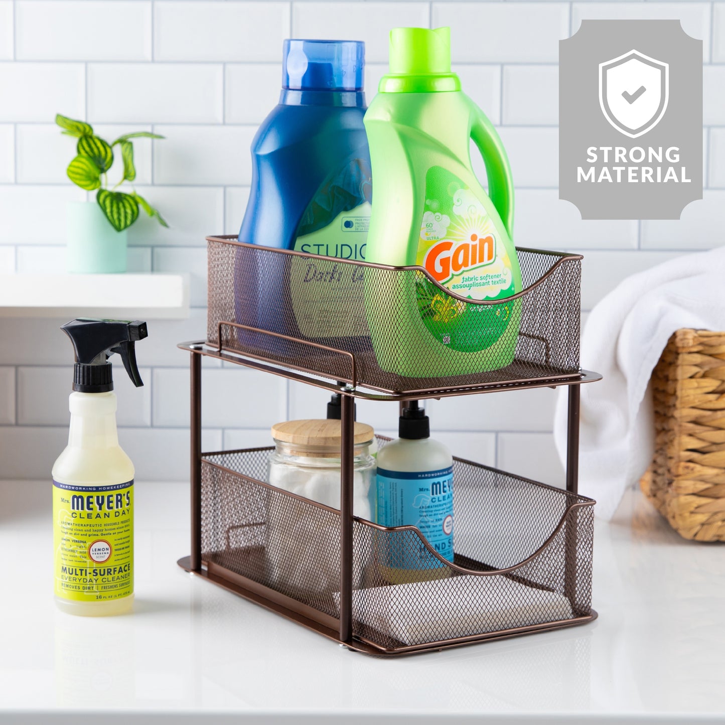 2 Tier under Sink Bathroom Organizers and Storage (2 Pack) - 14" L X 9.3" W X 12.25" H