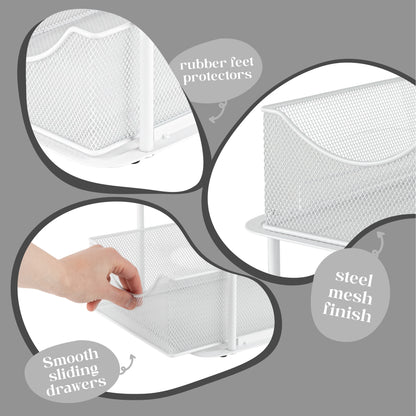 2 Tier under Sink Bathroom Organizers and Storage (2 Pack) - 14" L X 9.3" W X 12.25" H