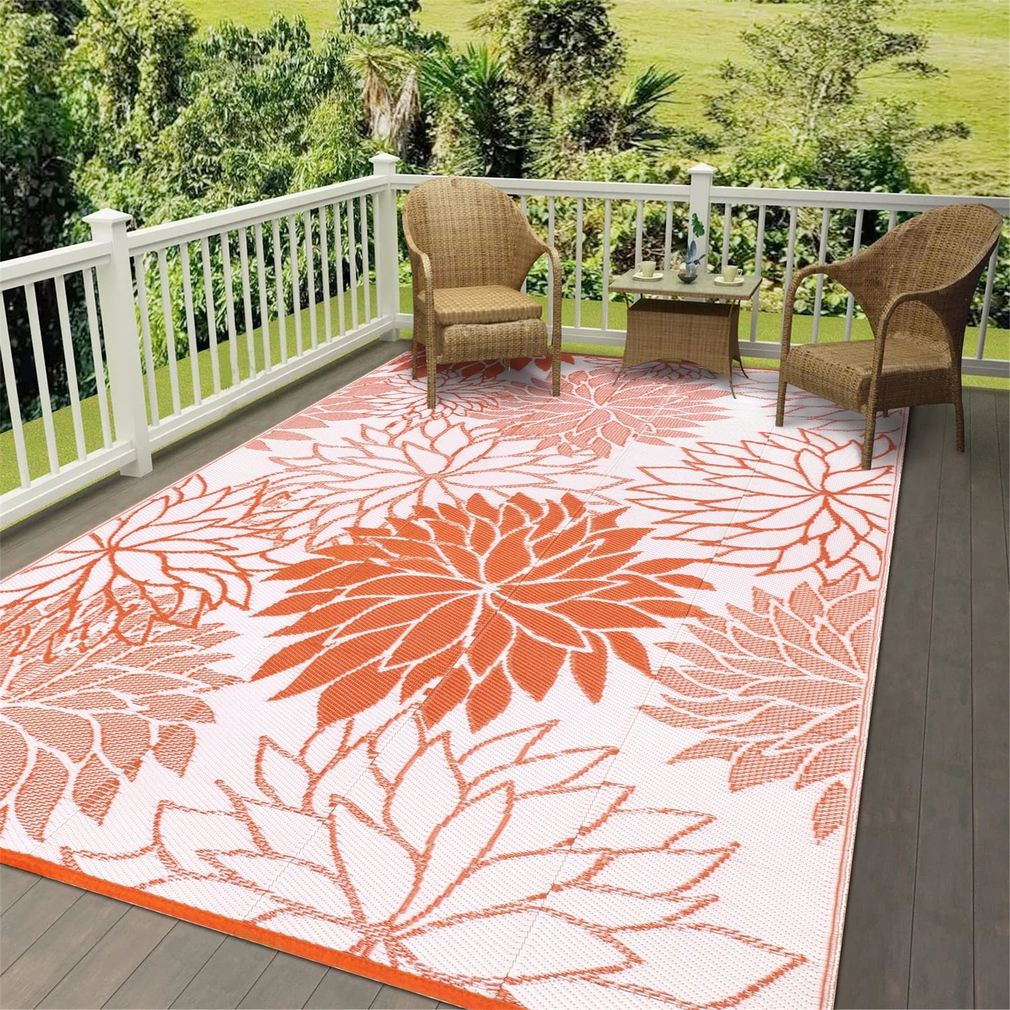 Outdoor Rugs for Patios Clearance 6'X9' Waterproof Patio Mat Plastic Straw Rug Reversible RV Camping Tent Rug outside Area Rug for RV, Patios,Deck, Beach,Balcony, Camping