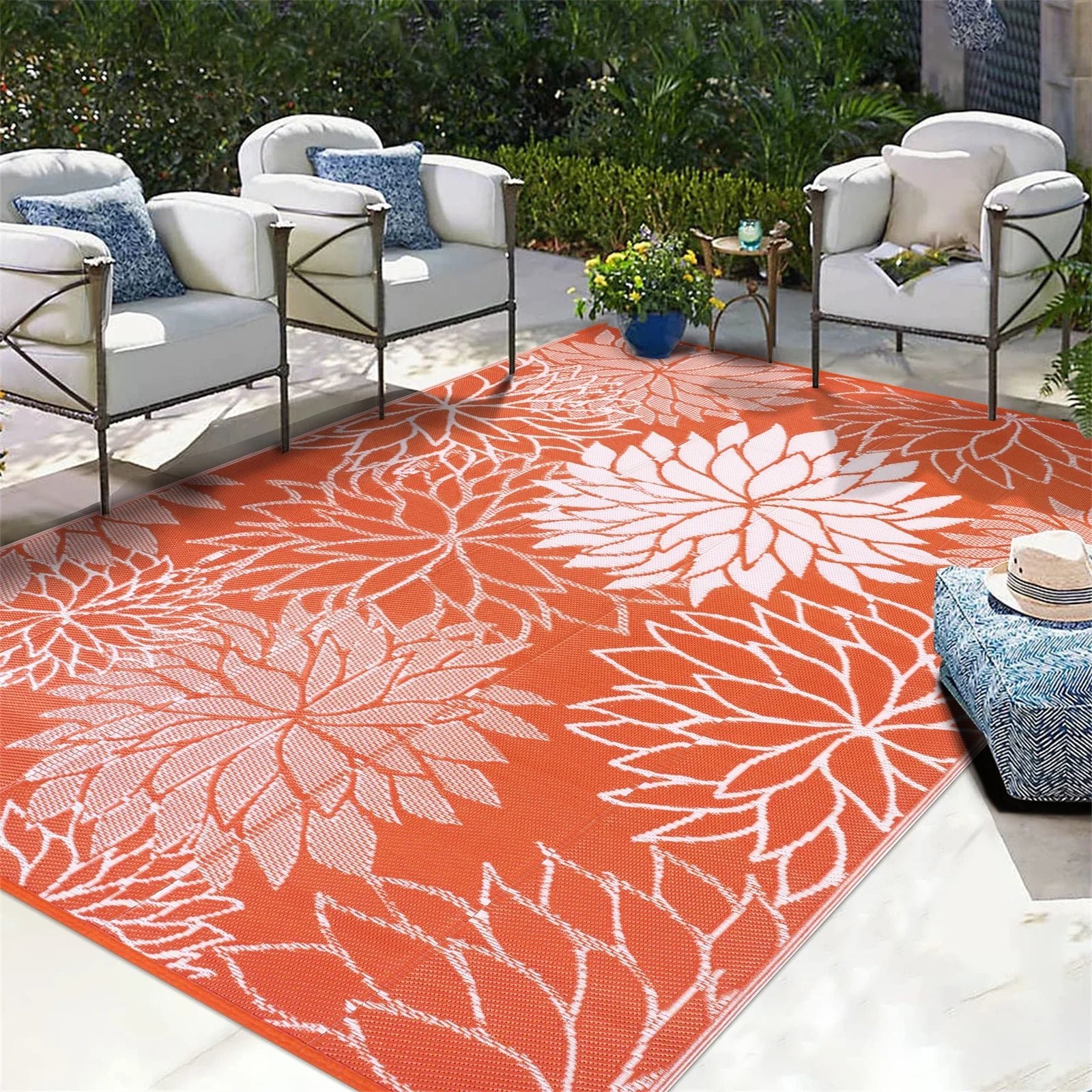 Outdoor Rugs for Patios Clearance 6'X9' Waterproof Patio Mat Plastic Straw Rug Reversible RV Camping Tent Rug outside Area Rug for RV, Patios,Deck, Beach,Balcony, Camping