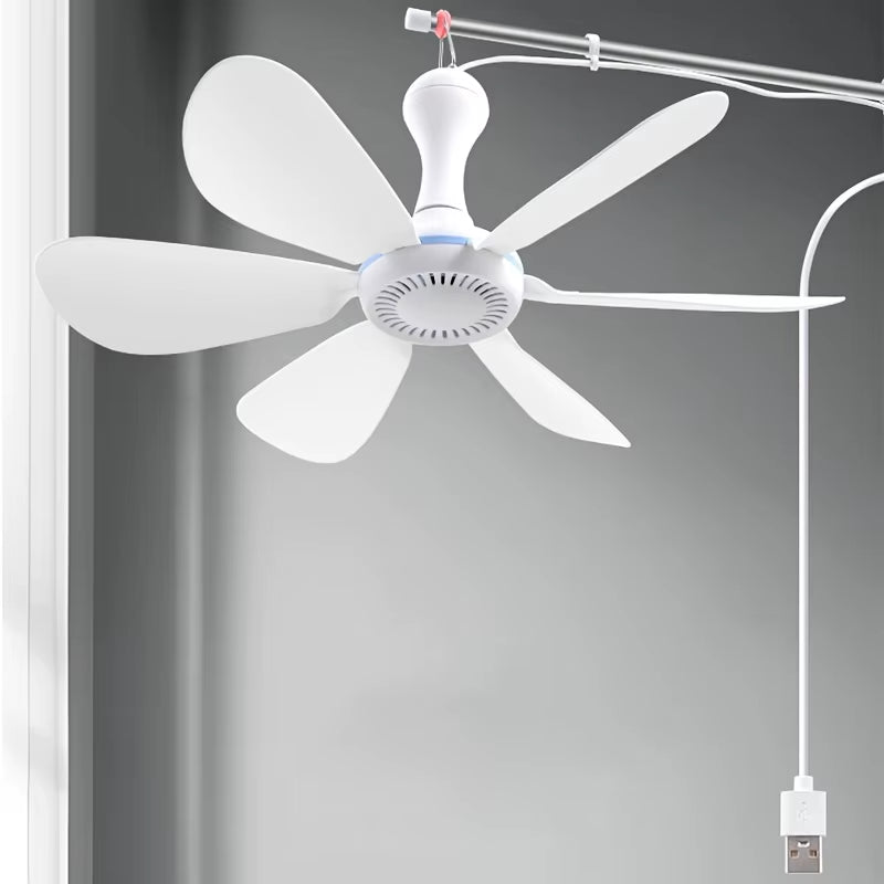 USB Fan Silent 6-Blade Ceiling Fan 4-Speed Hanging Fan for Camping Bed Camping Outdoor Hanging Camper Tents