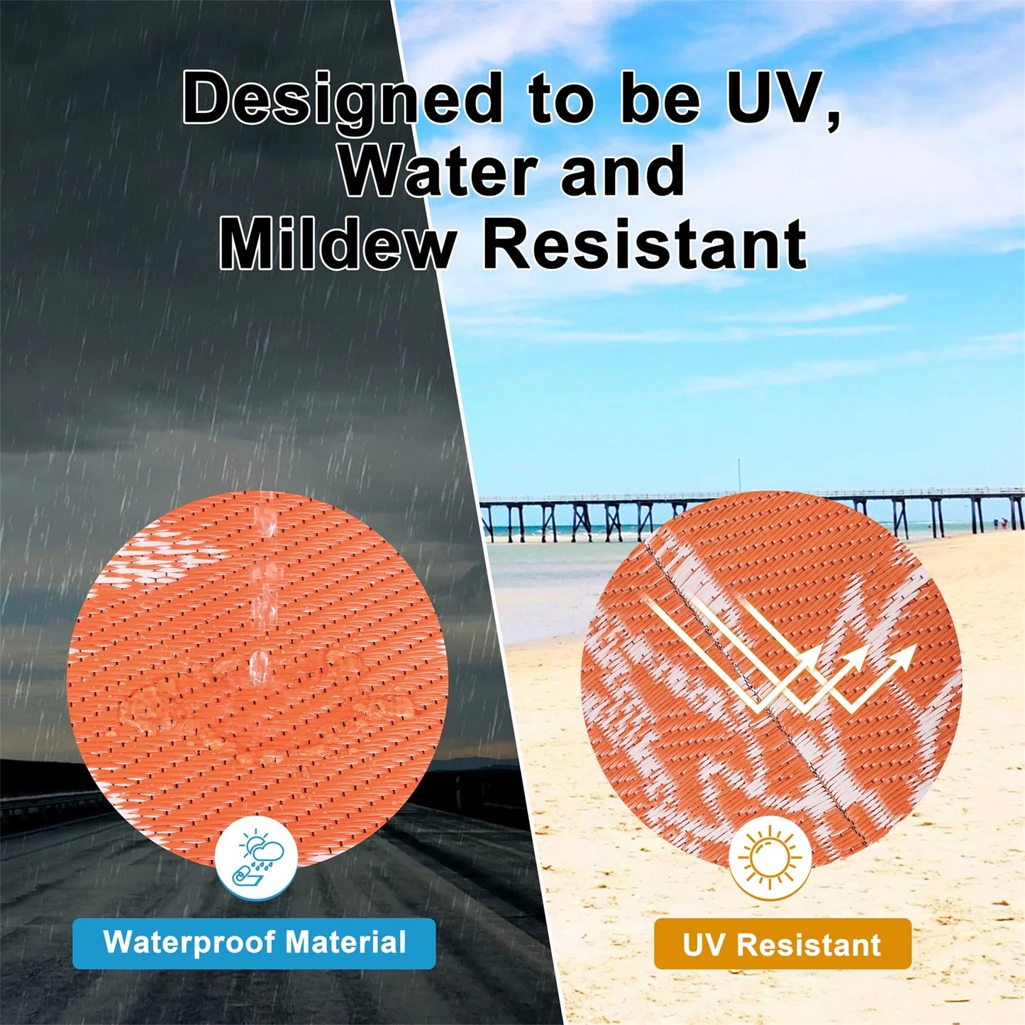 Outdoor Rugs for Patios Clearance 6'X9' Waterproof Patio Mat Plastic Straw Rug Reversible RV Camping Tent Rug outside Area Rug for RV, Patios,Deck, Beach,Balcony, Camping