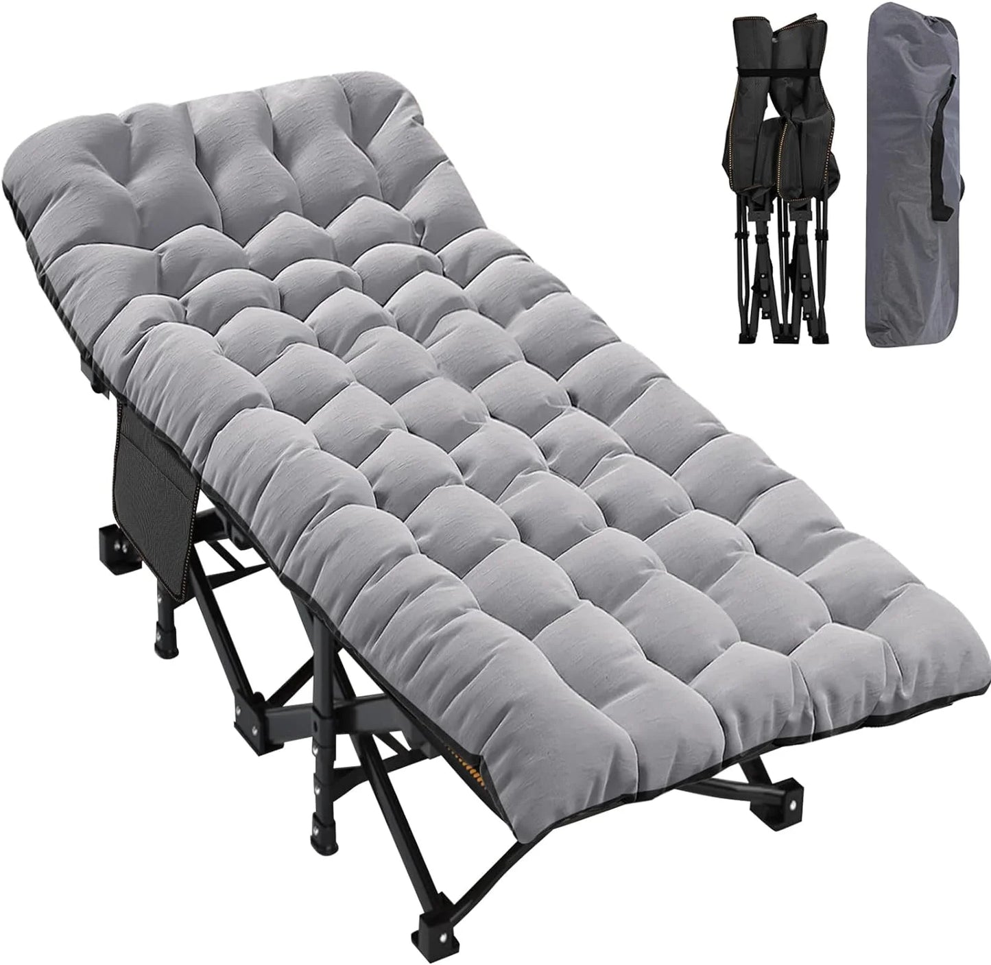 Oversized XXL Folding Camping Cots with 3.3 Inch 2 Sided Mattress, 78"* 32" Folding Bed Cot with Carry Bag, Folding Sleeping Cot Guest Bed