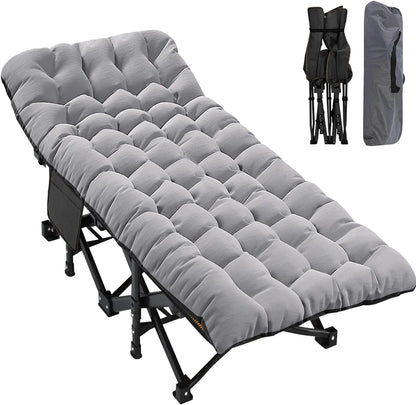 Oversized XXL Folding Camping Cots with 3.3 Inch 2 Sided Mattress, 78"* 32" Folding Bed Cot with Carry Bag, Folding Sleeping Cot Guest Bed