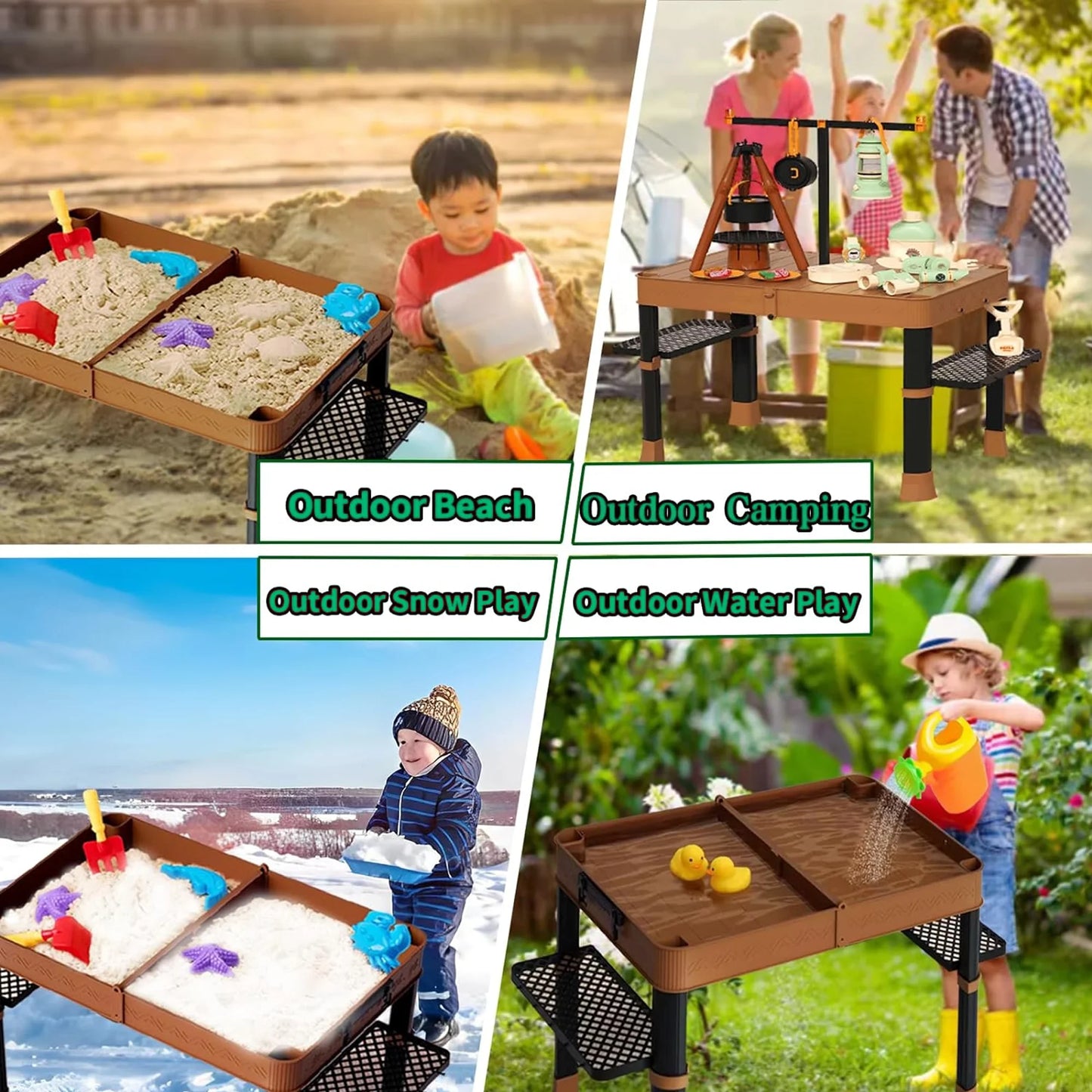 Kids Camping Toy with Folding Storage Table, Pretend Play Toys with Play Food Toddler Toys for Boys Girls 3-5 Year