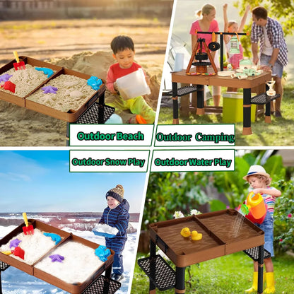 Kids Camping Toy with Folding Storage Table, Pretend Play Toys with Play Food Toddler Toys for Boys Girls 3-5 Year