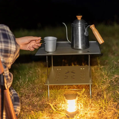 Folding Camping Table Compact Camping Picnic Table Double Layer Portable Table Camping Desk Beach Tables Outdoor Camping Table