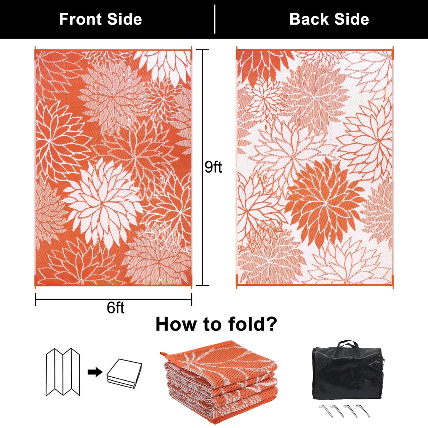 Outdoor Rugs for Patios Clearance 6'X9' Waterproof Patio Mat Plastic Straw Rug Reversible RV Camping Tent Rug outside Area Rug for RV, Patios,Deck, Beach,Balcony, Camping