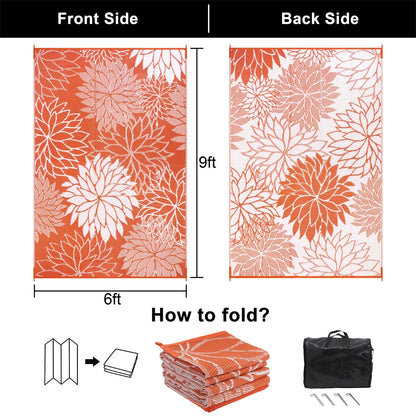 Outdoor Rugs for Patios Clearance 6'X9' Waterproof Patio Mat Plastic Straw Rug Reversible RV Camping Tent Rug outside Area Rug for RV, Patios,Deck, Beach,Balcony, Camping